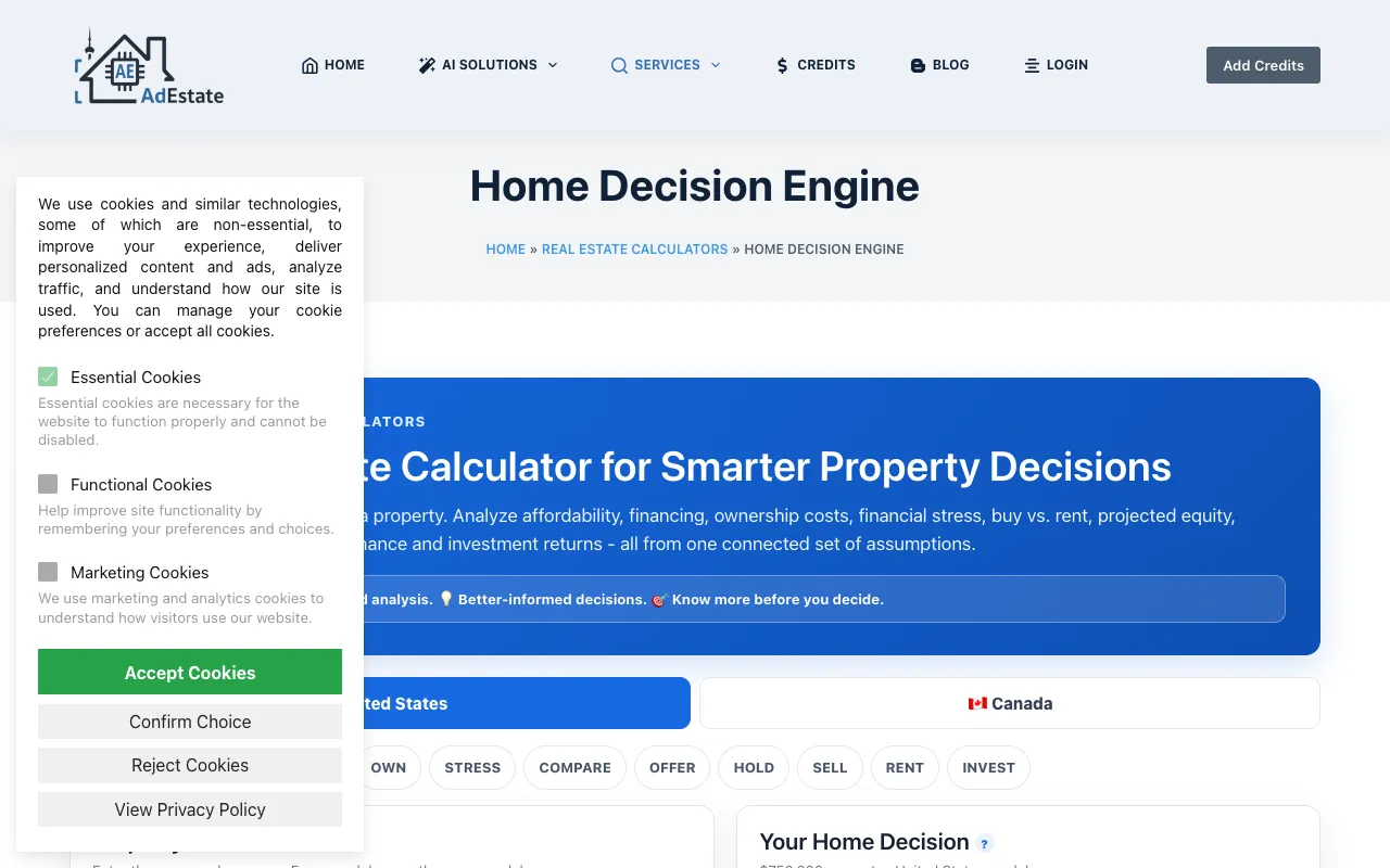 Screenshot of Home Decision Engine
