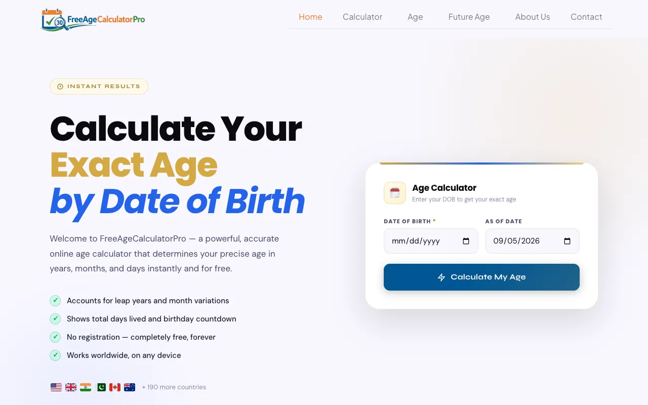 Screenshot of Age Calculator on Age Calculator Pro