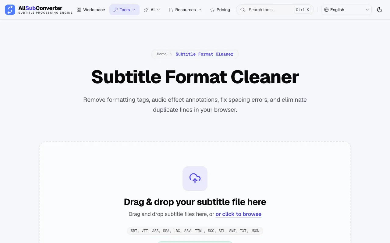 Screenshot of Subtitle Cleaner