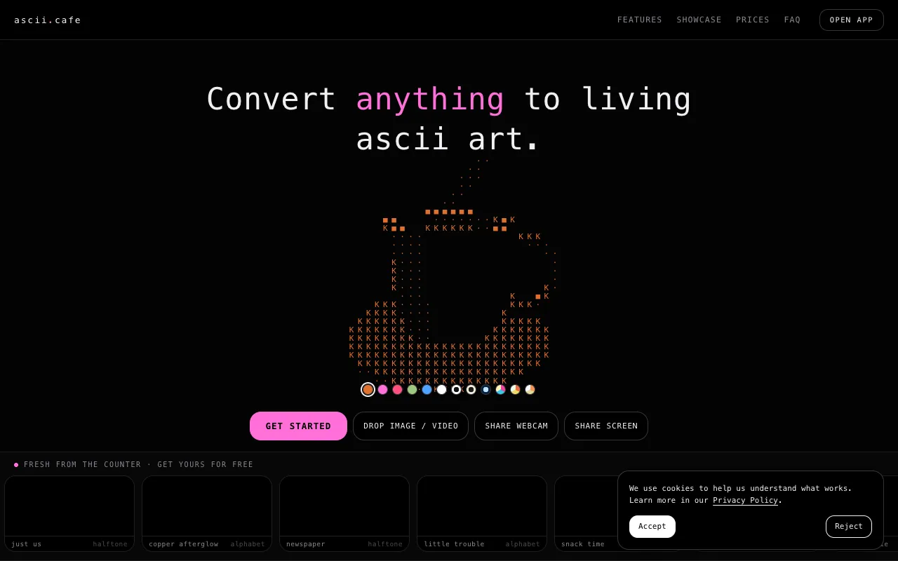 Screenshot of ASCII Cafe