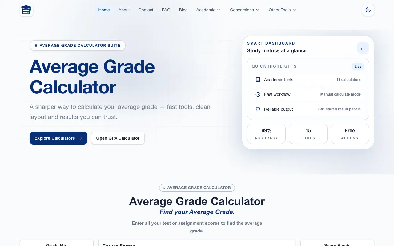 Screenshot of Grade Calculator Suite