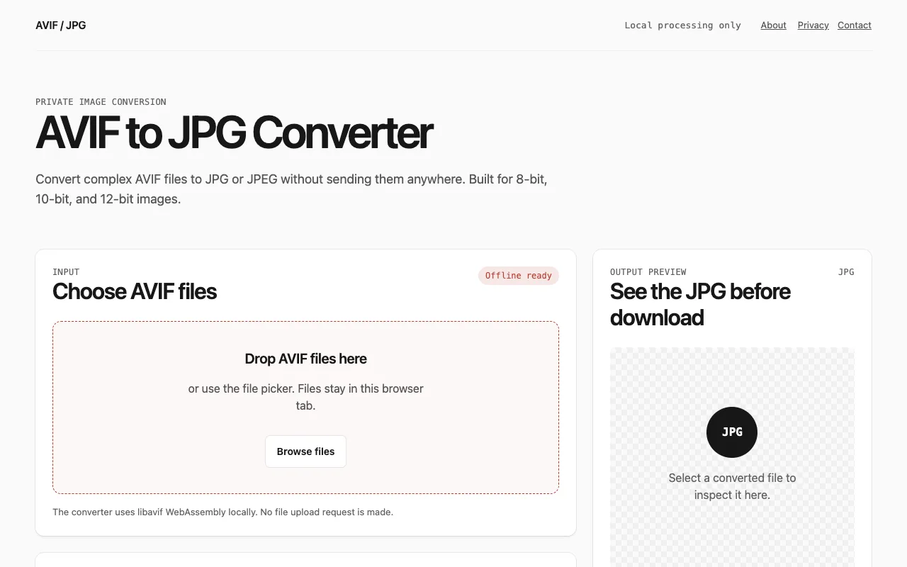 Screenshot of AVIF Image Converter