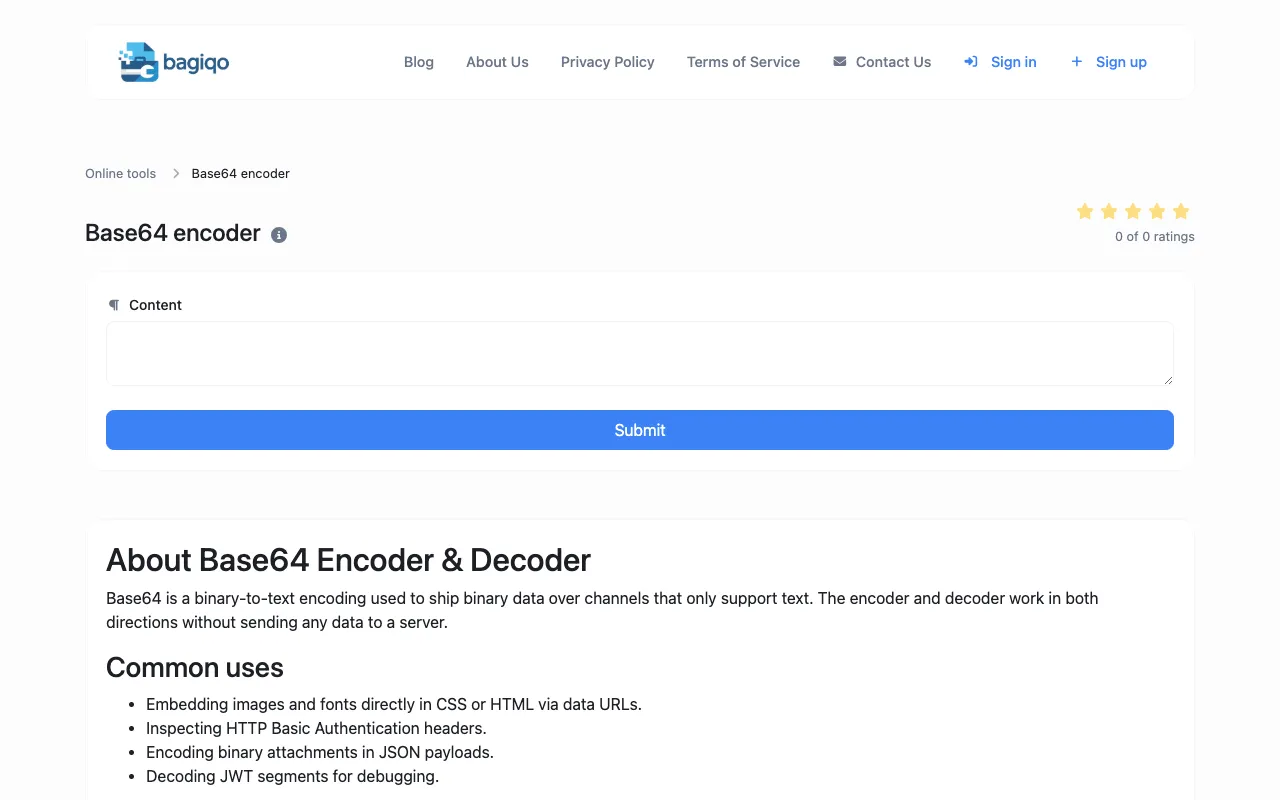 Screenshot of Base64 Encoder