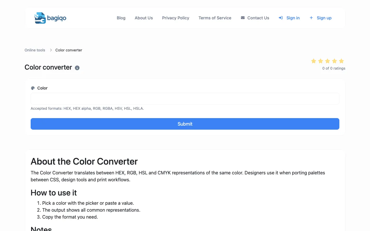 Screenshot of Bagiqo