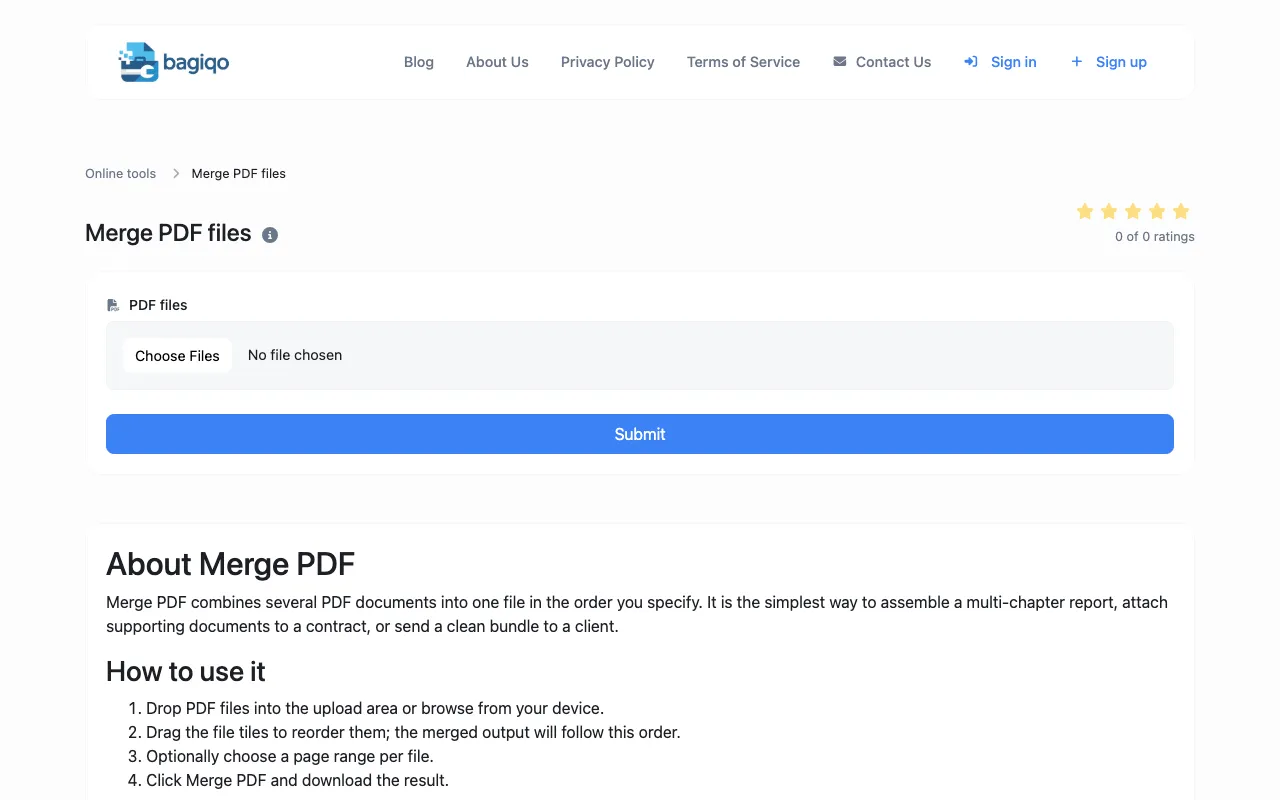 Screenshot of Bagiqo