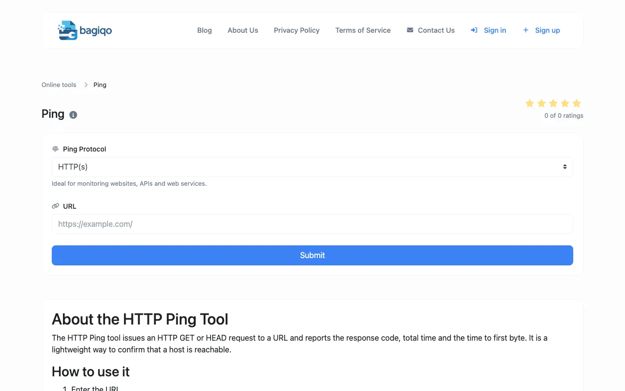 Screenshot of Ping Tool