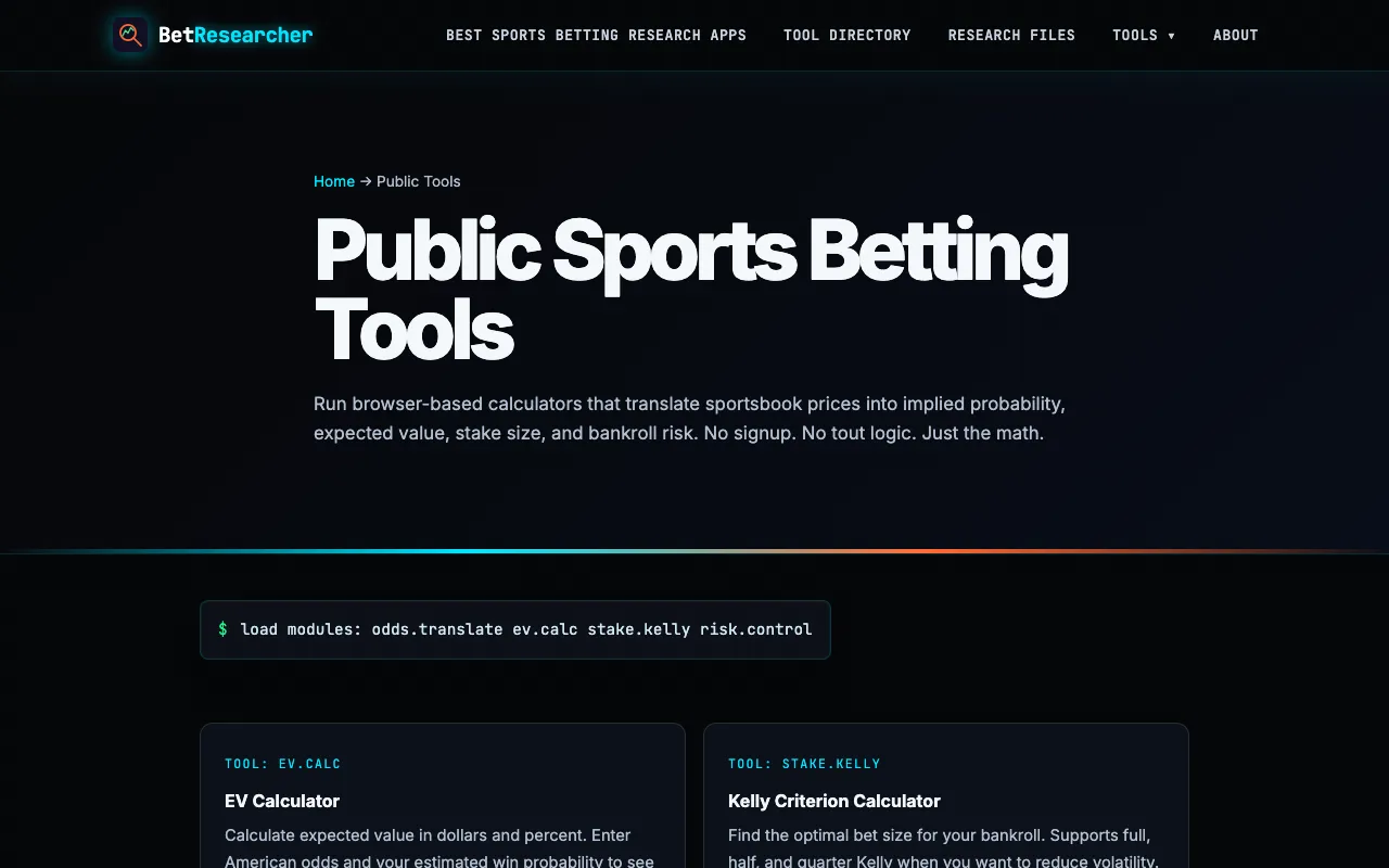 Screenshot of Sports Betting Calculators Suite