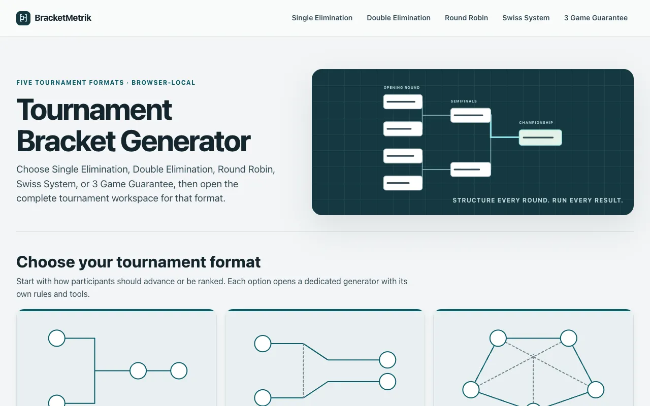 Screenshot of Tournament Bracket Organizer