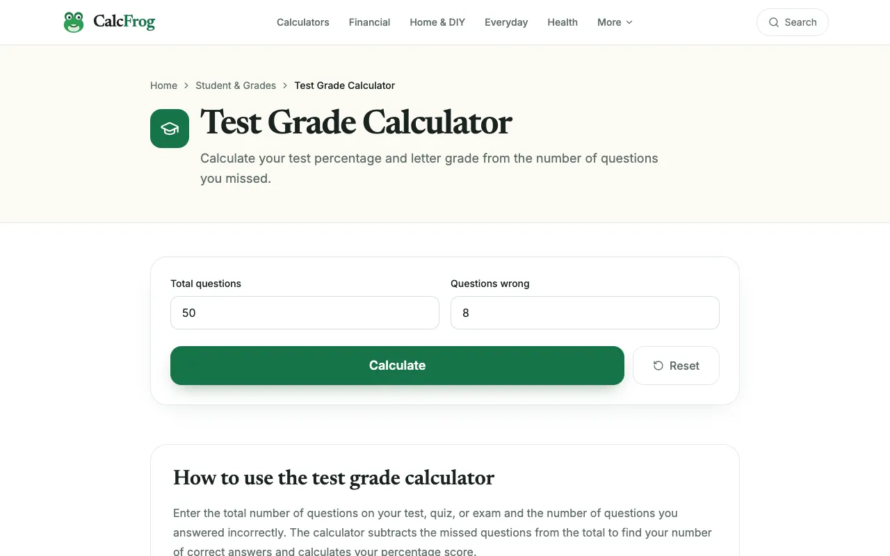 Screenshot of CalcFrog
