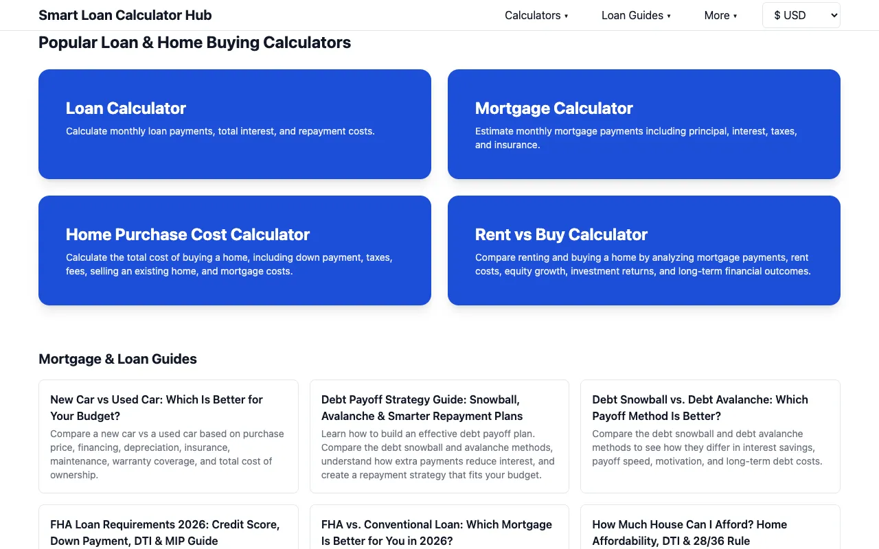 Screenshot of CalcLend