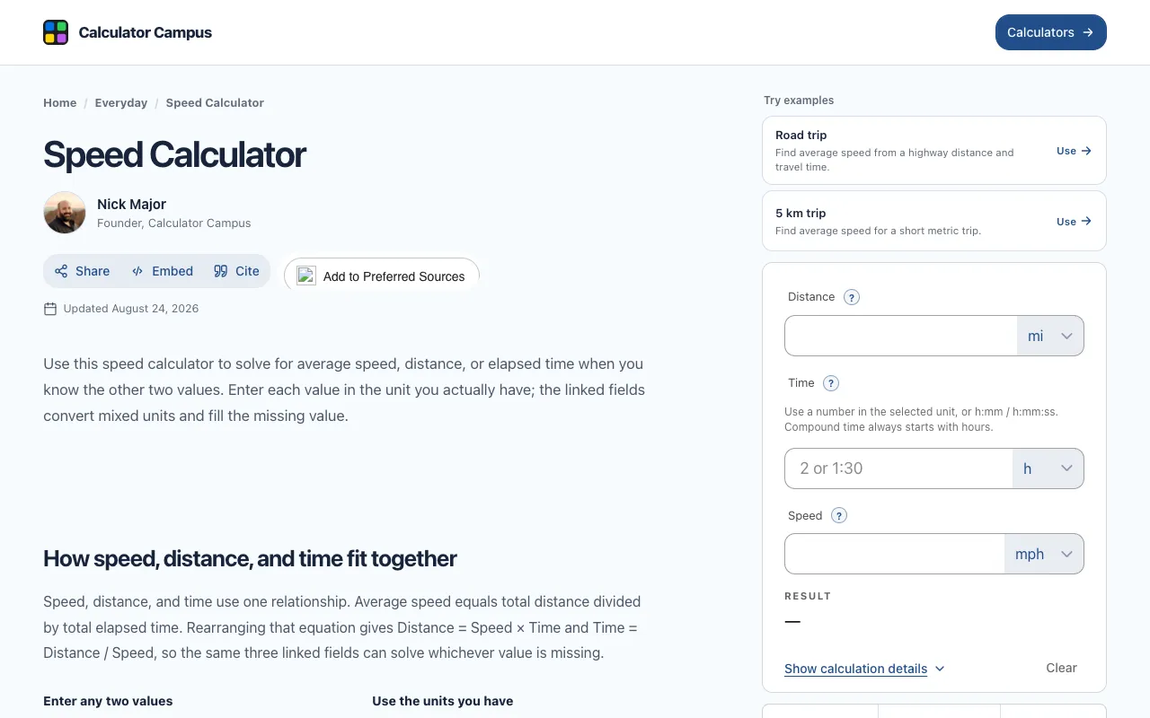 Screenshot of Calculator Campus