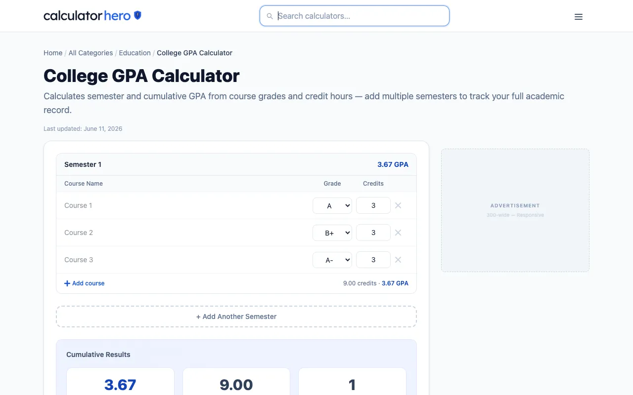 Screenshot of Calculator Hero