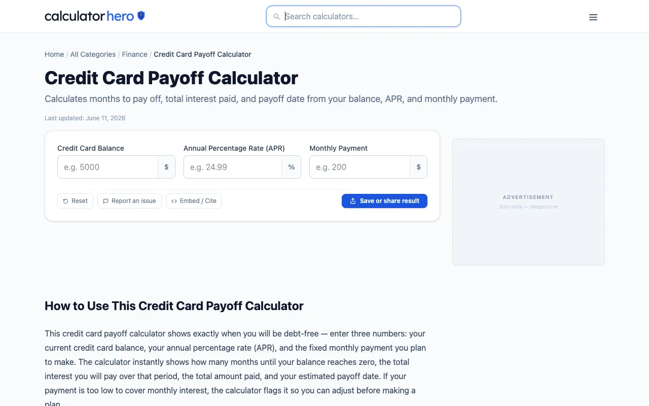 Screenshot of Calculator Hero