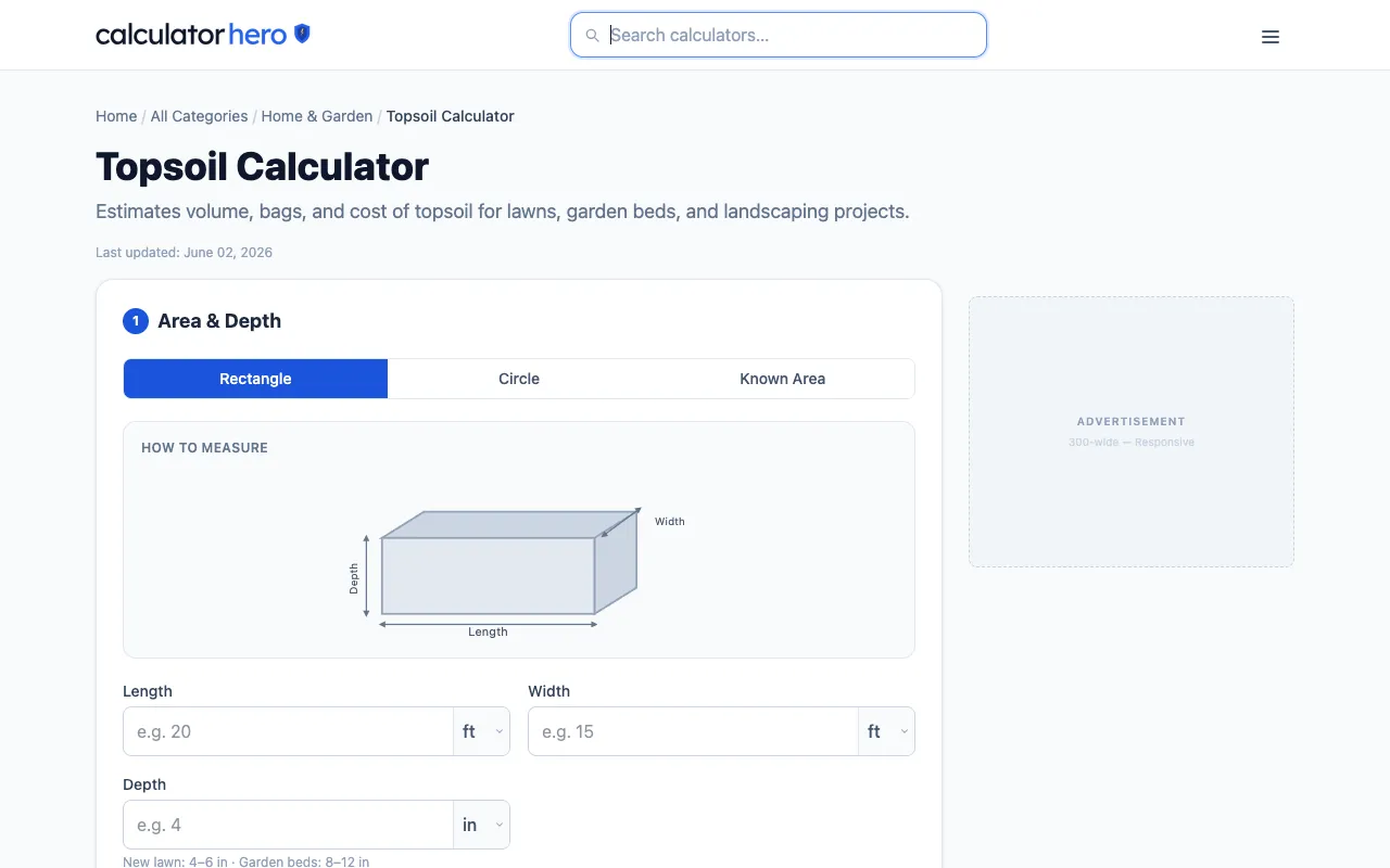 Screenshot of Topsoil Calculator