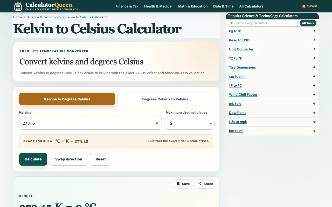 Screenshot of Calculator Queen