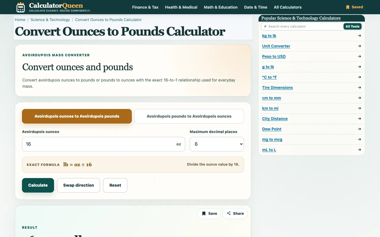 Screenshot of Calculator Queen