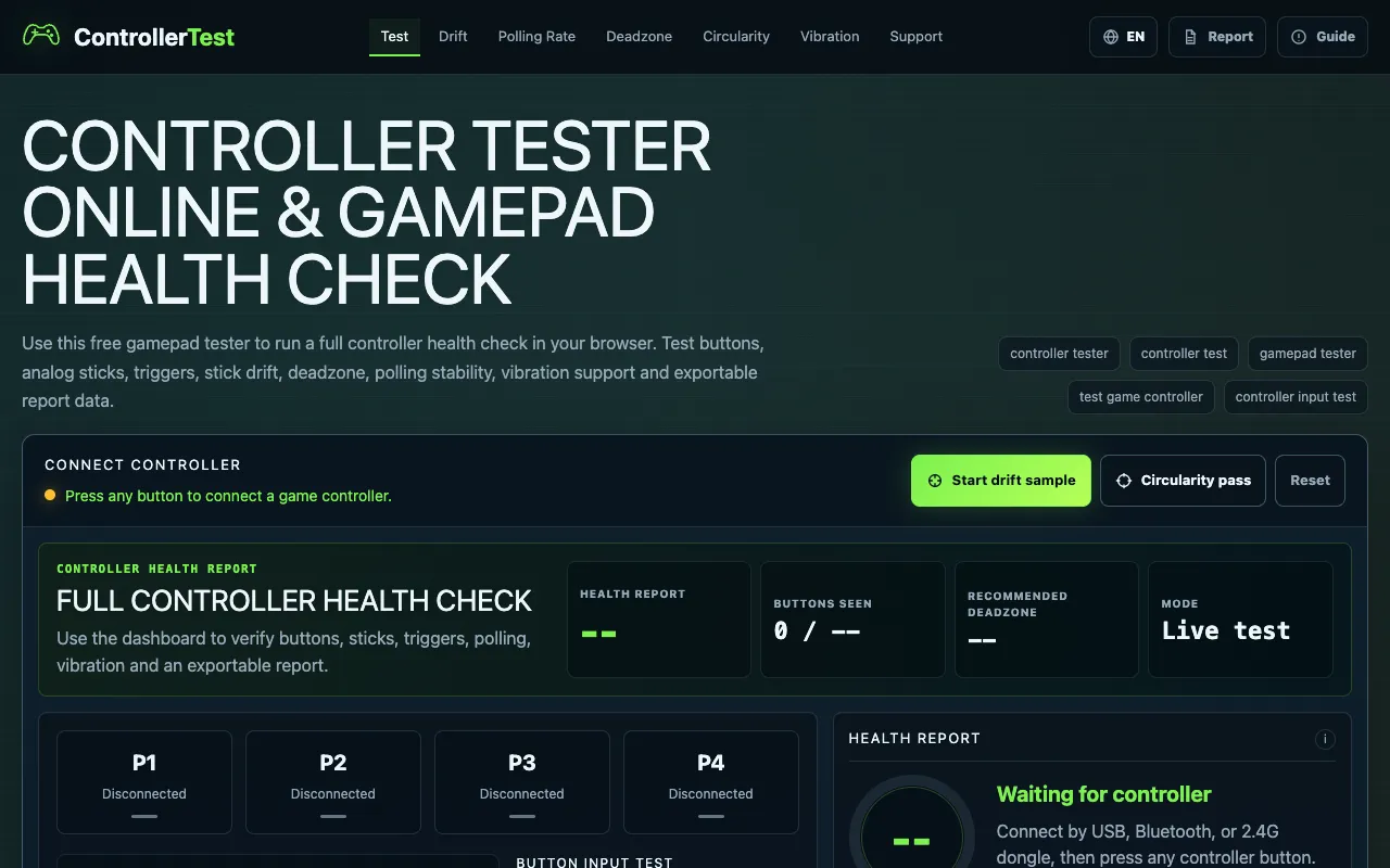 Screenshot of Gamepad Tester
