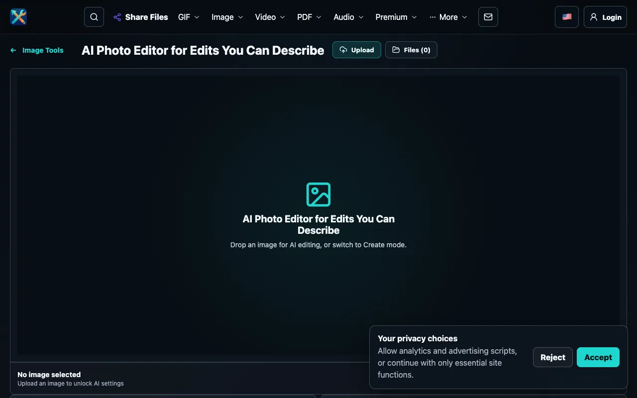Screenshot of AI Photo Editor