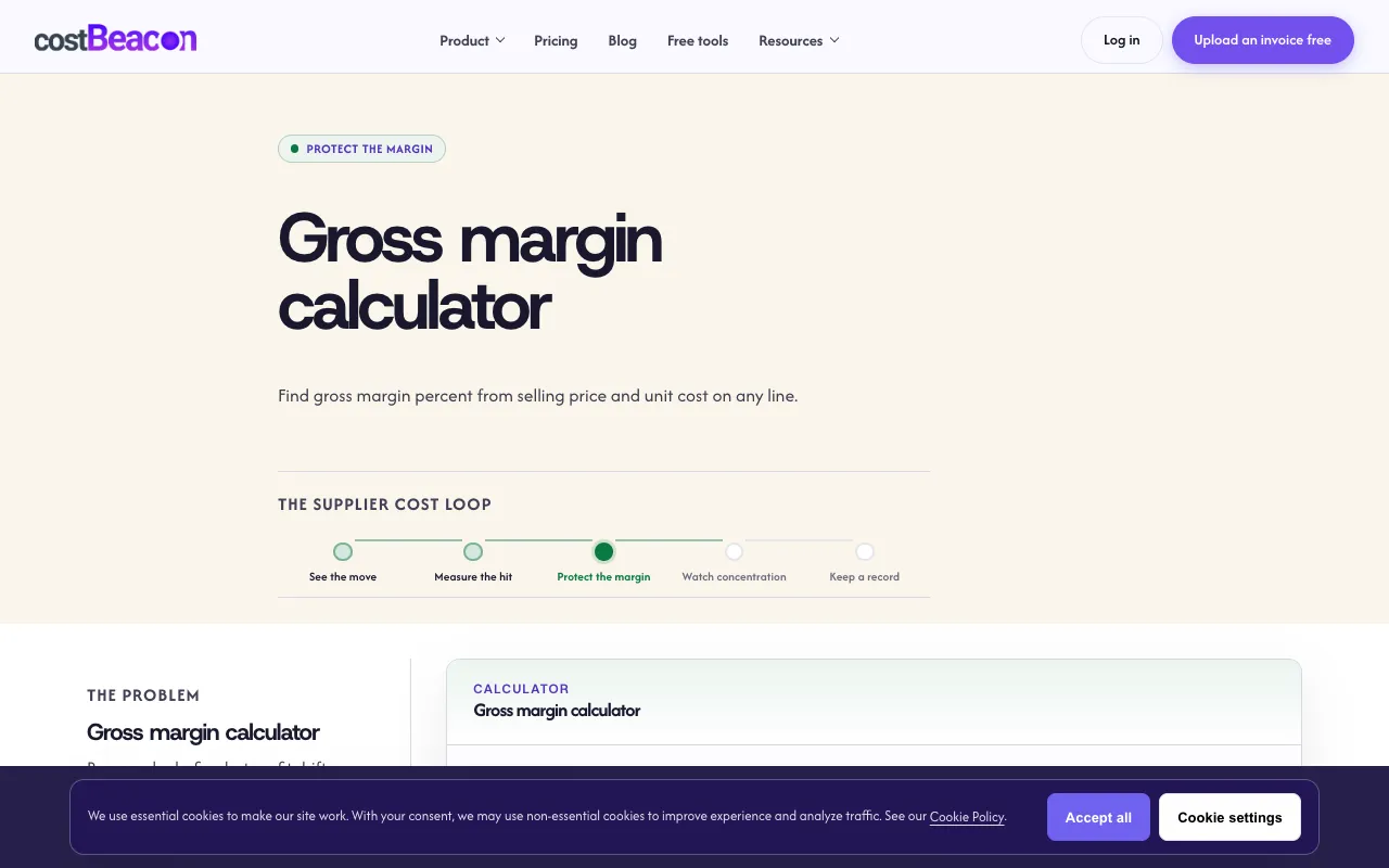 Screenshot of CostBeacon