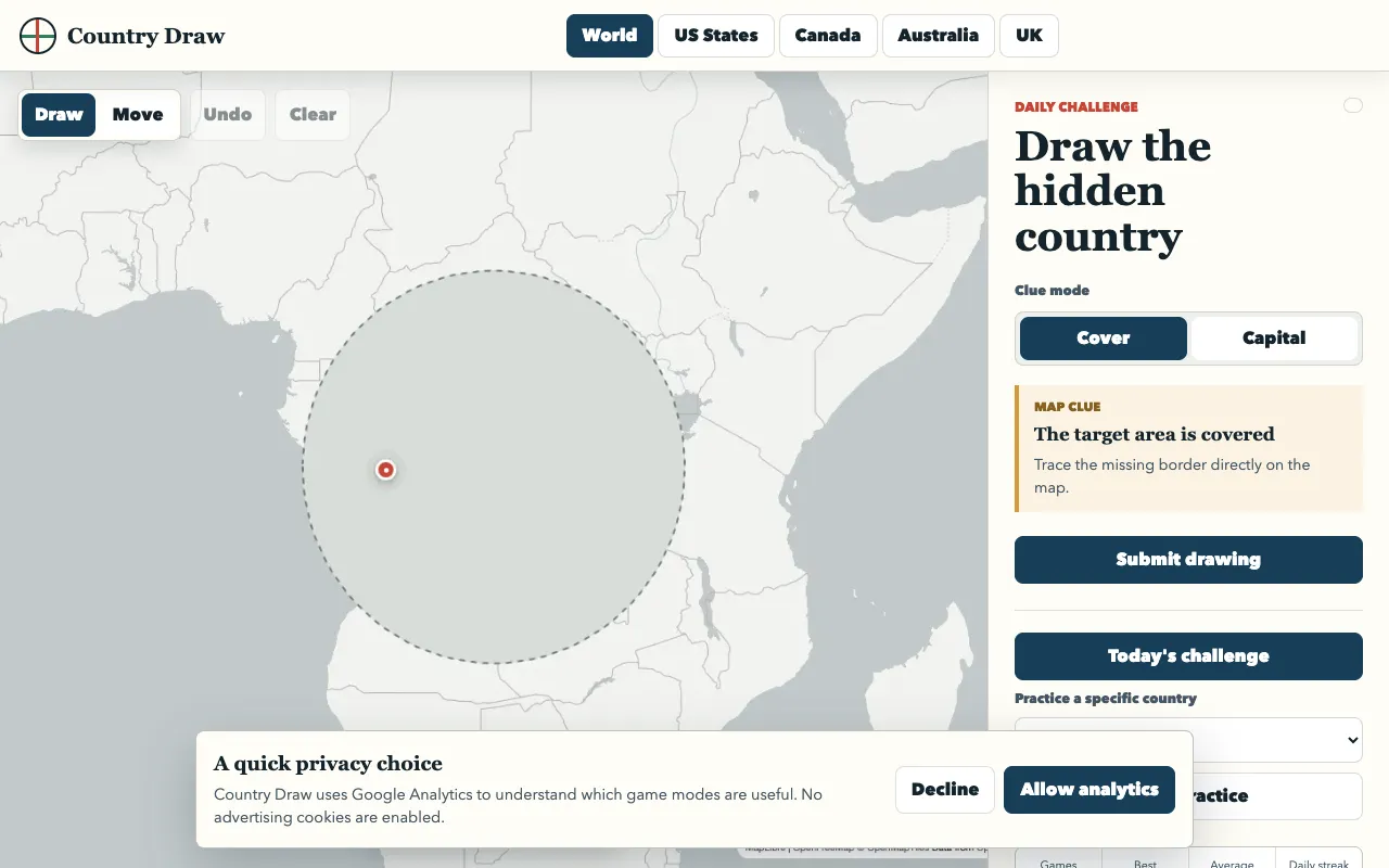 Screenshot of Country Drawing Game