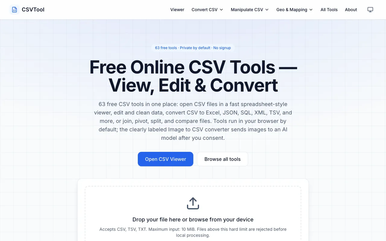 Screenshot of CSV Tools Suite