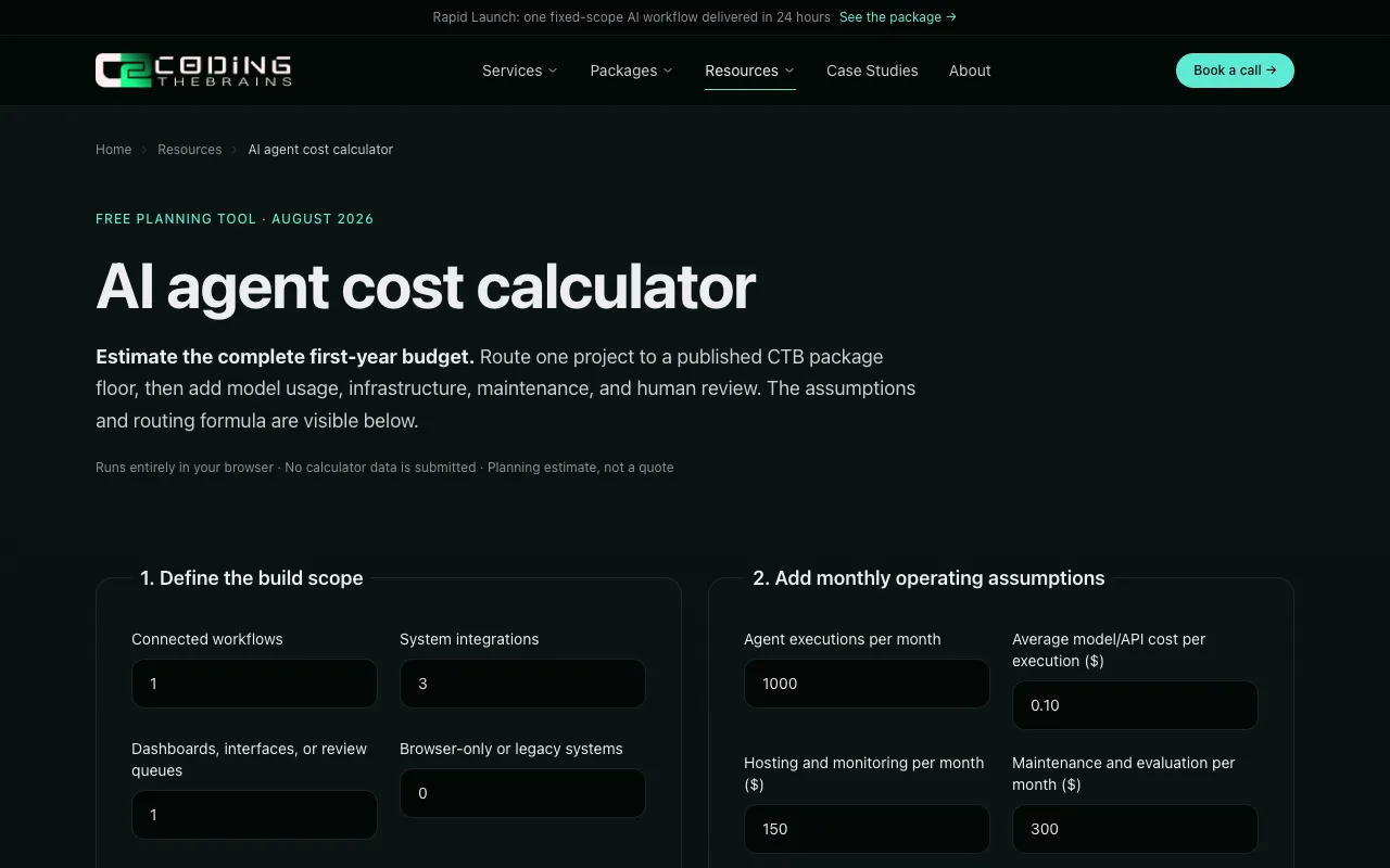 Screenshot of AI Agent Cost Calculator