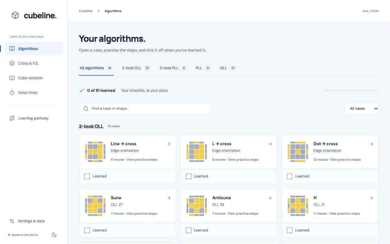 Screenshot of Speedcubing Trainer