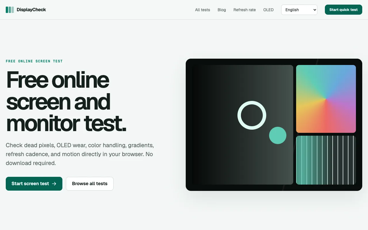 Screenshot of Screen Testing Suite