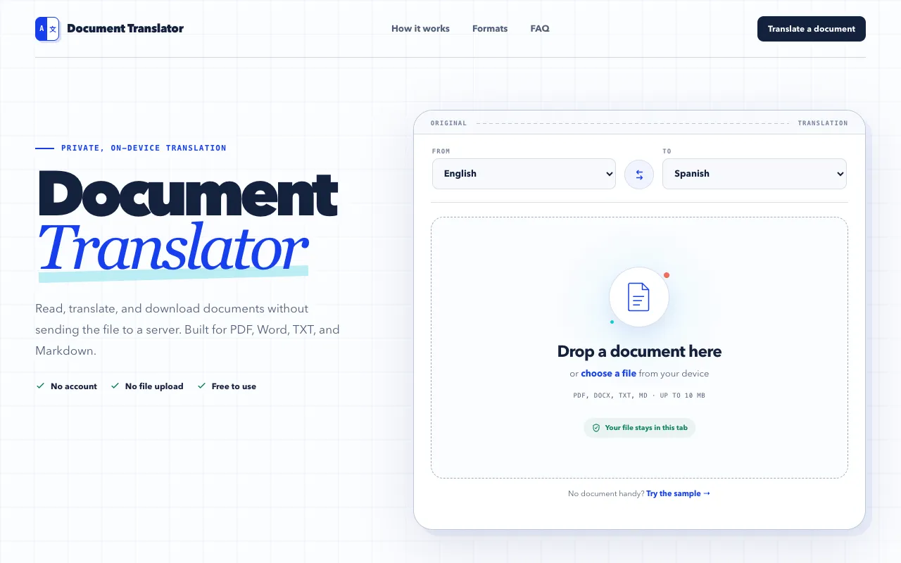 Screenshot of Document Translator