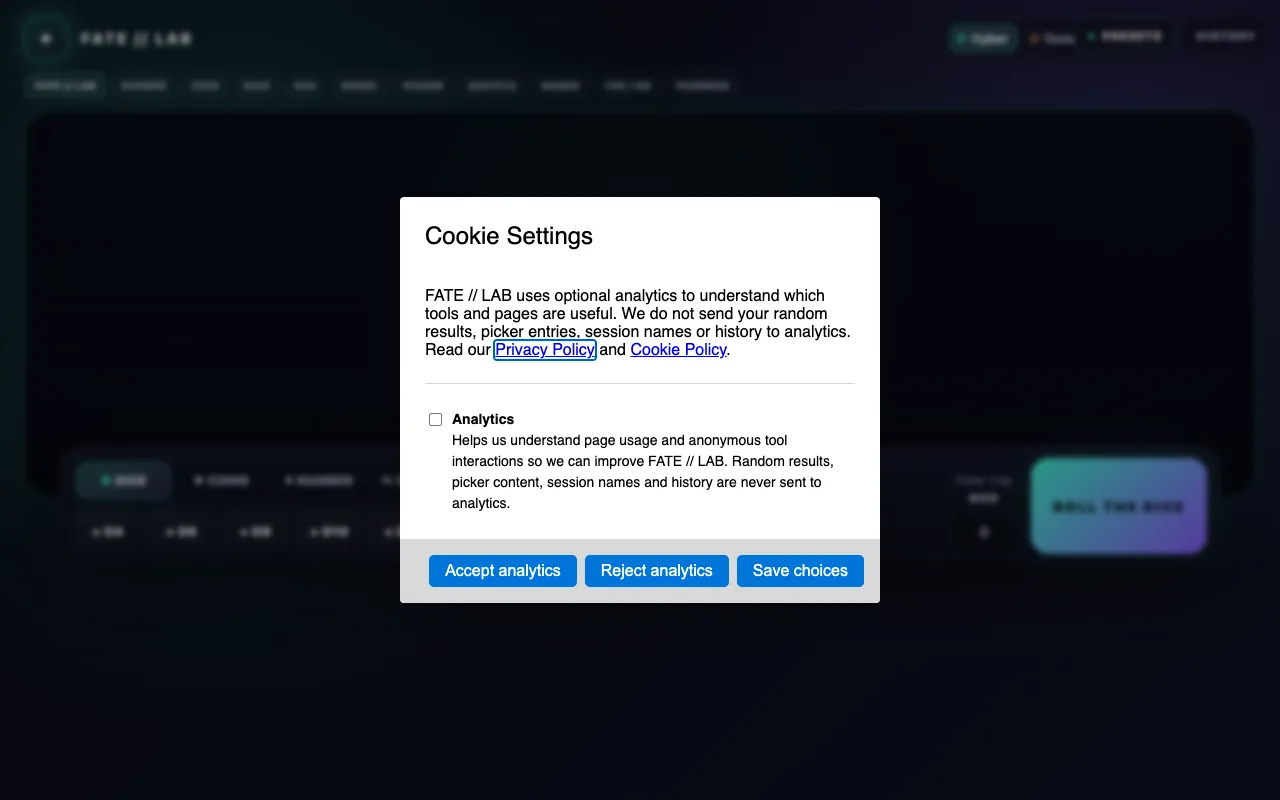 Screenshot of Randomness Tools Suite