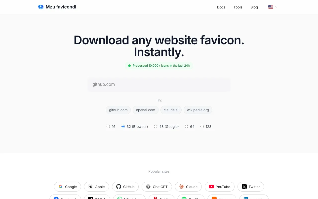 Screenshot of Favicon Downloader