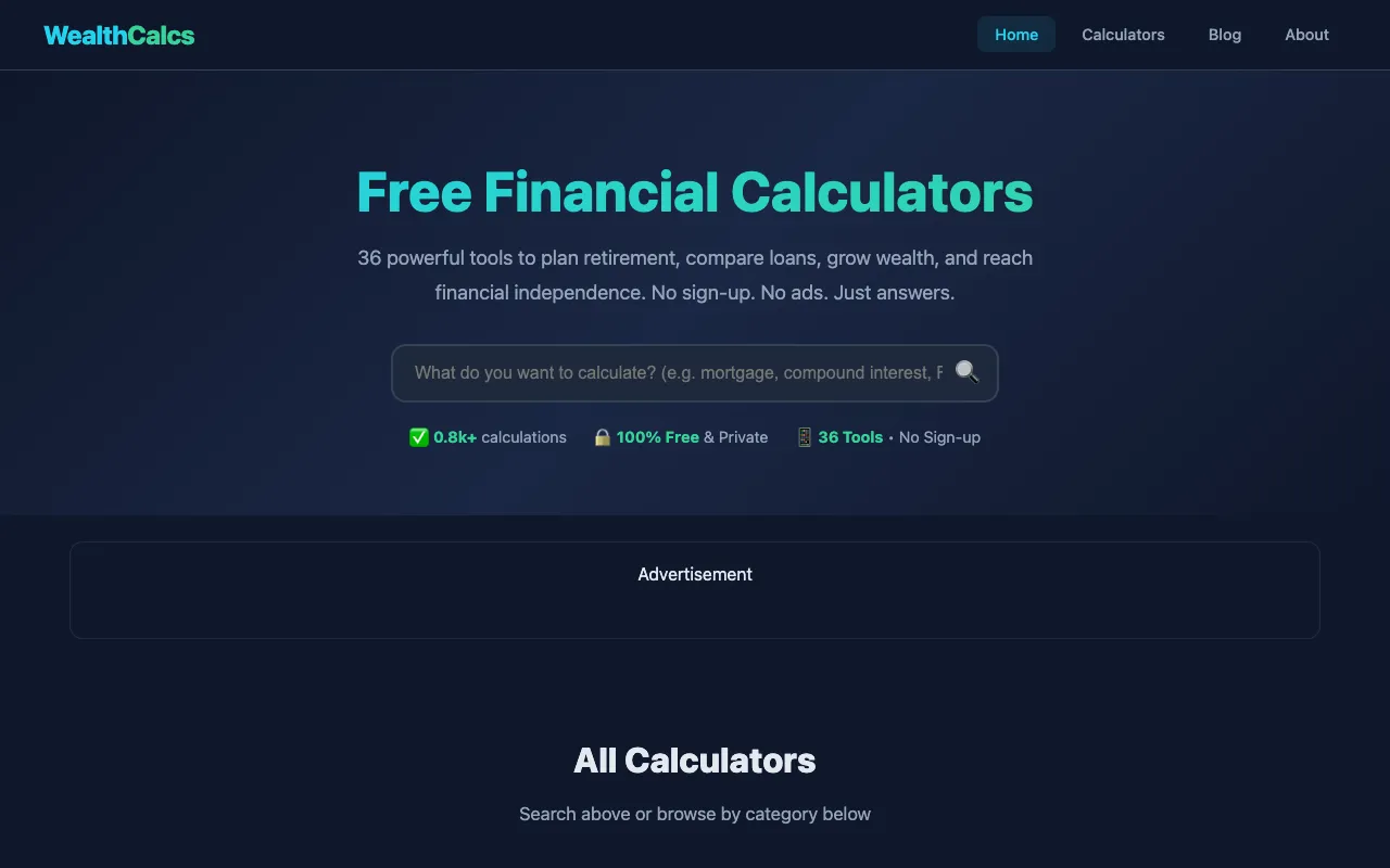 Screenshot of Financial Calculators Suite