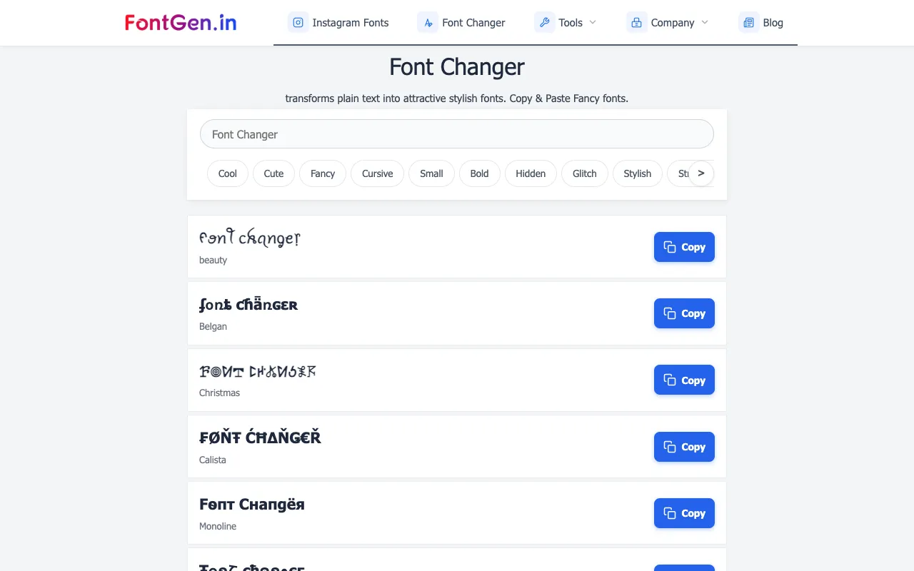 Screenshot of Font Style Generator