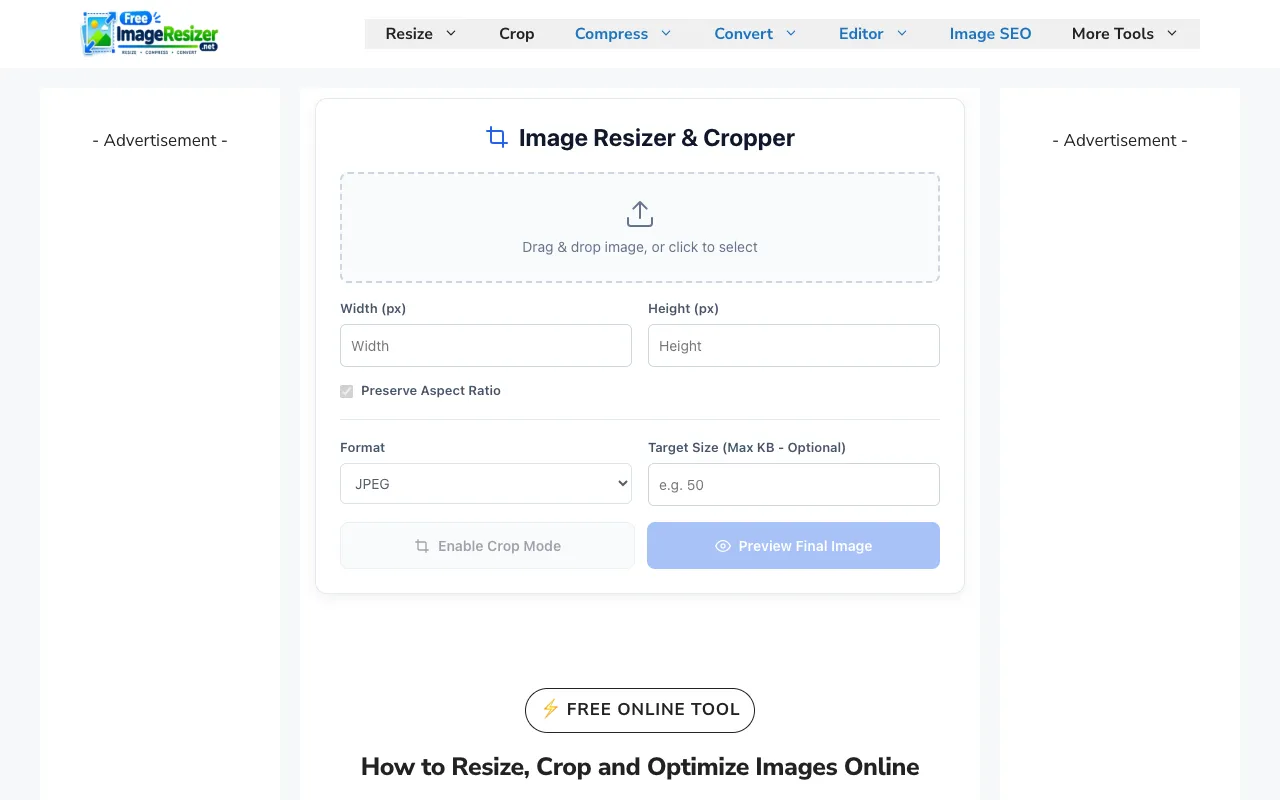 Screenshot of Free Image Resizer