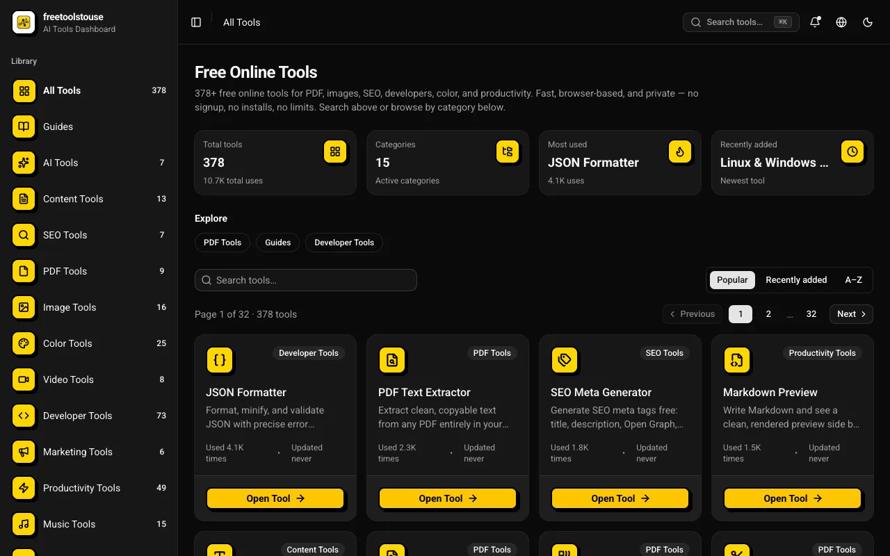 Screenshot of Online Tools Suite