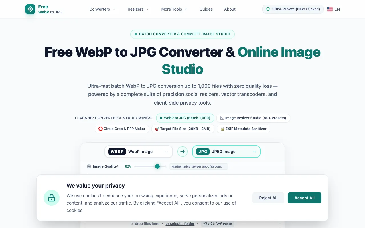 Screenshot of Free WebP to JPG