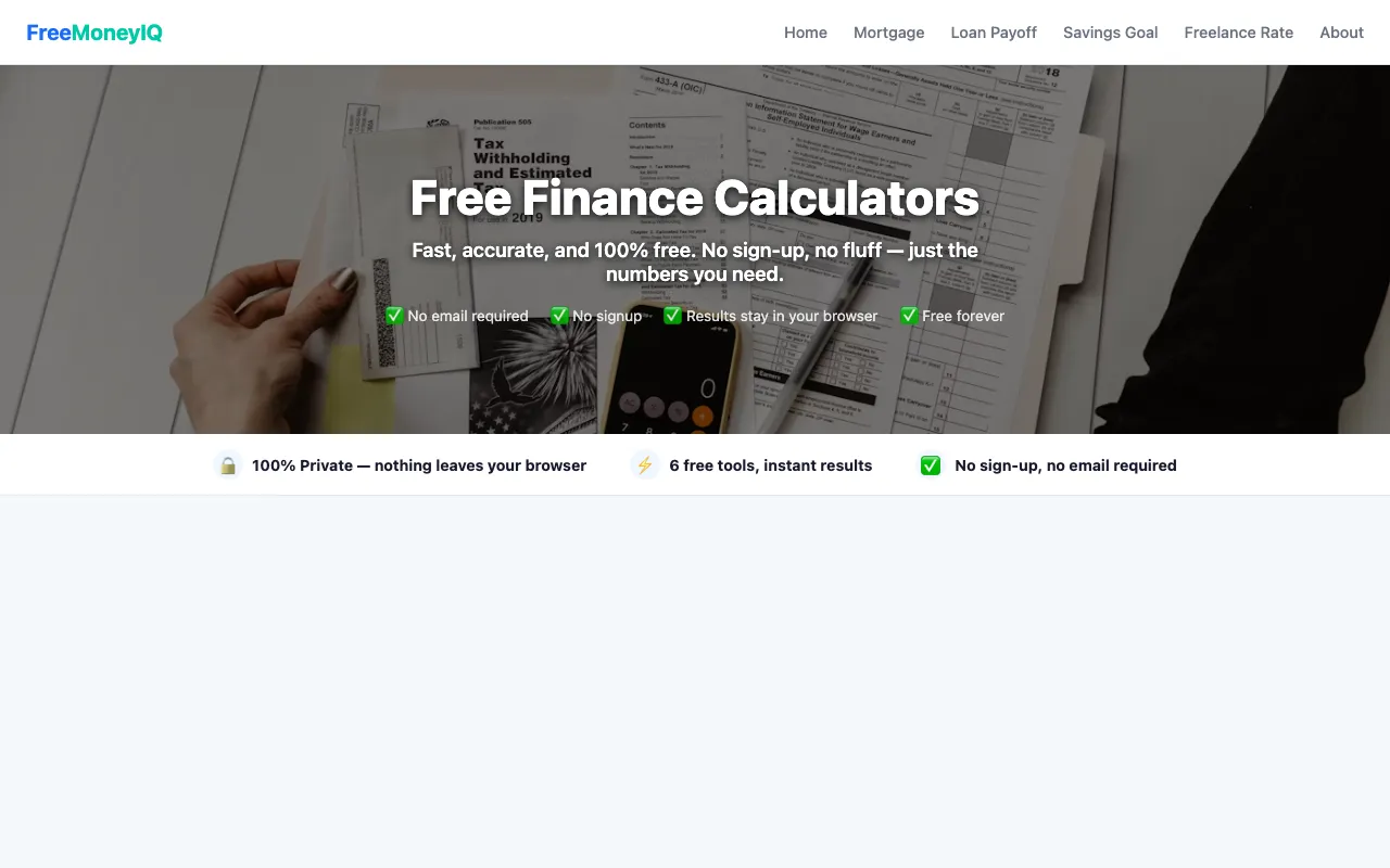 Screenshot of Finance Calculators Suite