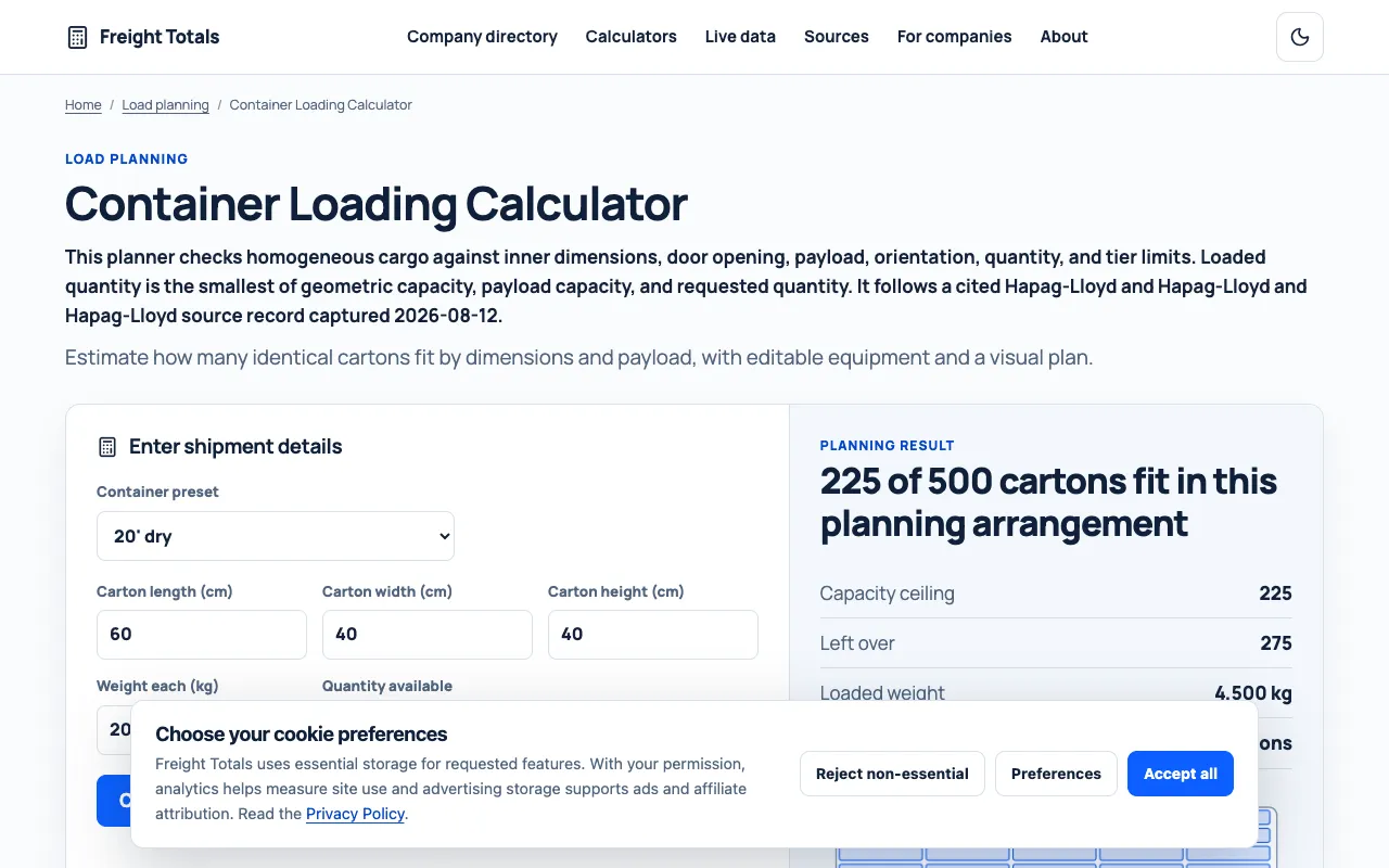 Screenshot of FreightTotals