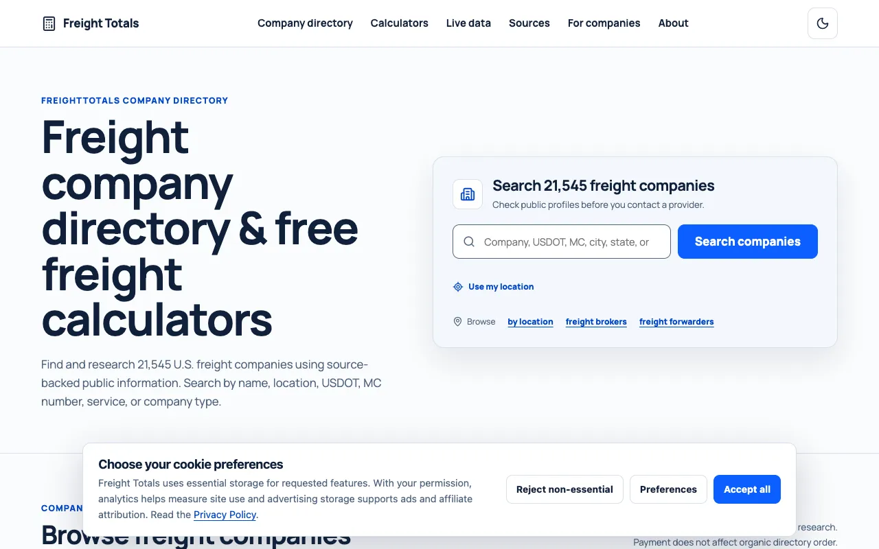 Screenshot of Freight Calculator Suite
