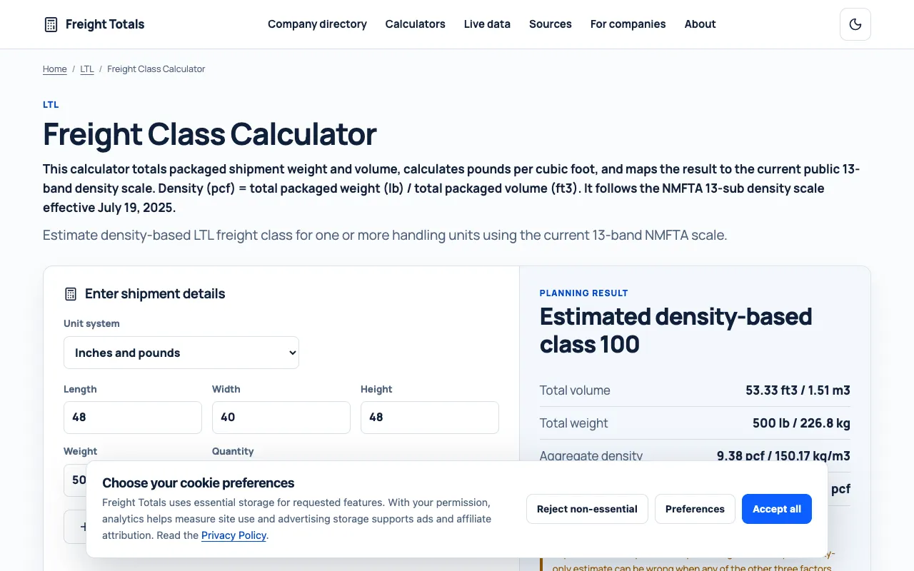 Screenshot of FreightTotals