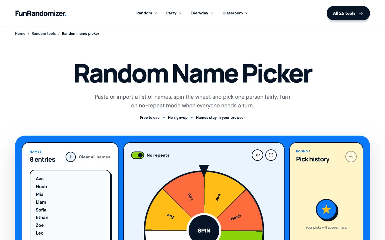 Screenshot of FunRandomizer