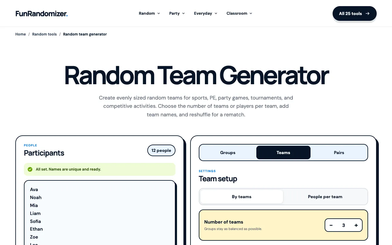 Screenshot of FunRandomizer