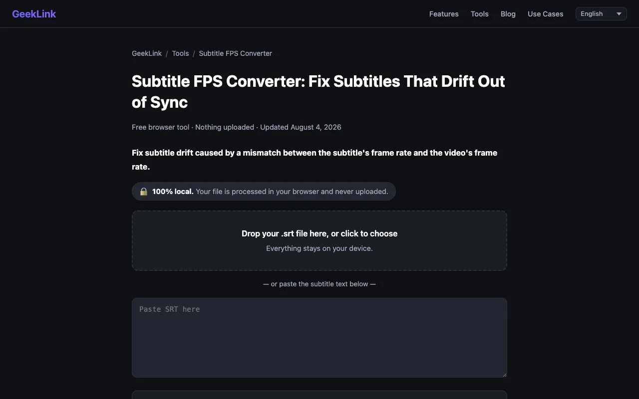 Screenshot of Subtitle FPS Converter