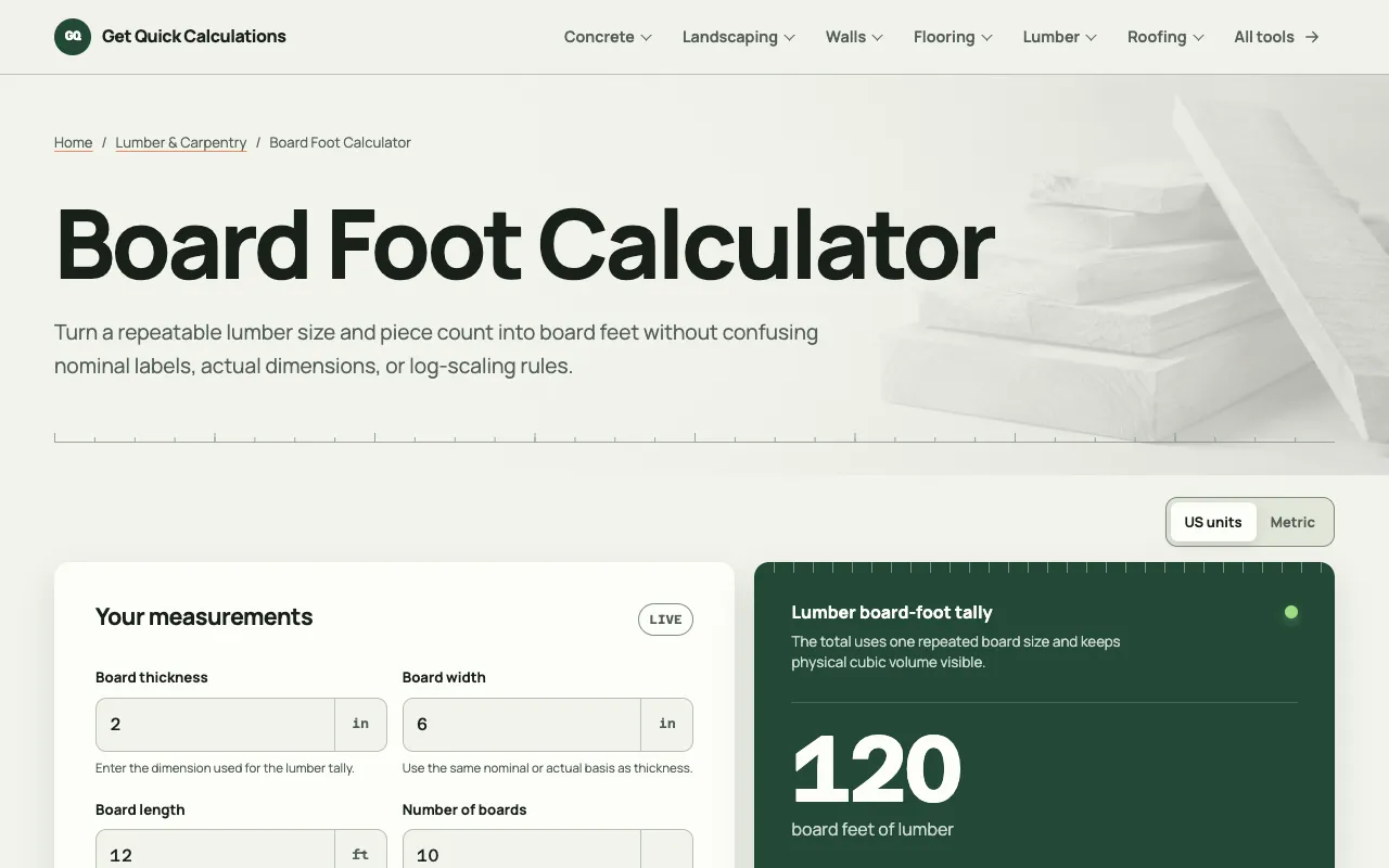 Screenshot of GQ Calc