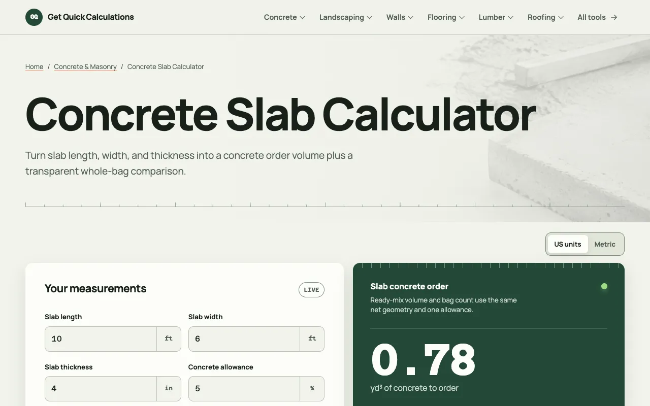 Screenshot of GQ Calc