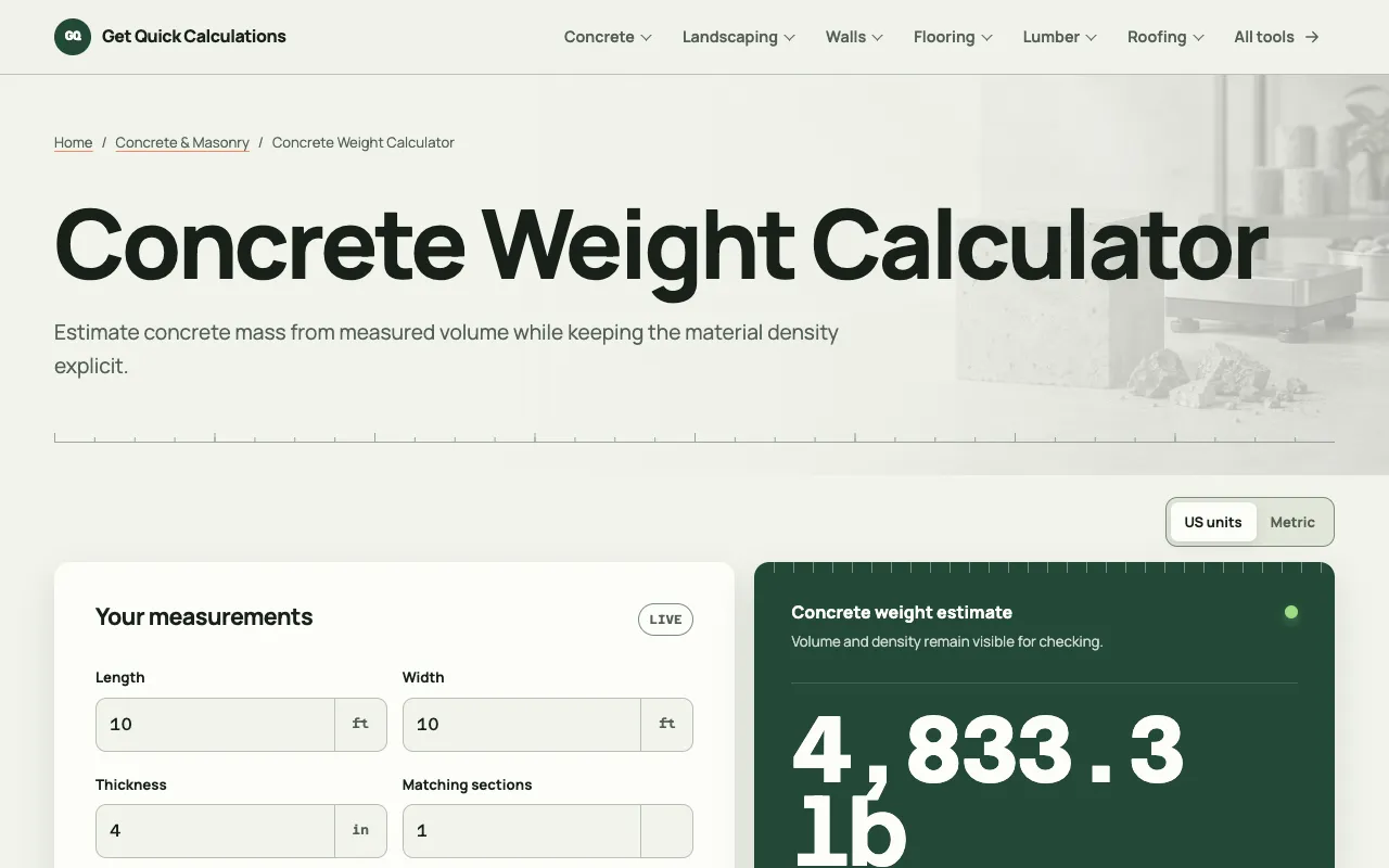 Screenshot of GQ Calc