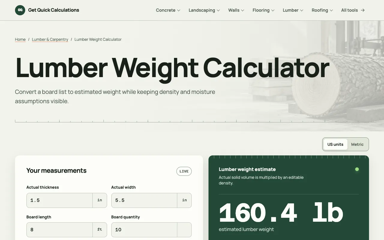 Screenshot of GQ Calc