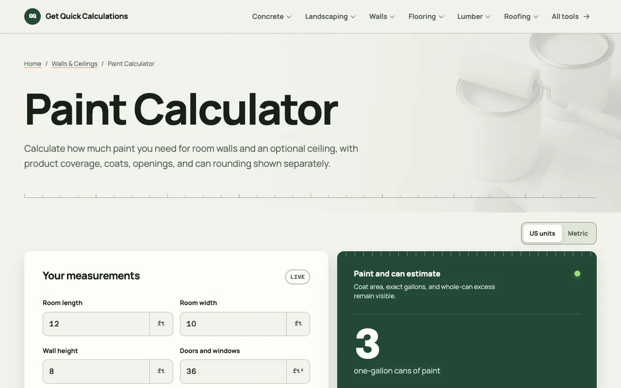 Screenshot of GQ Calc