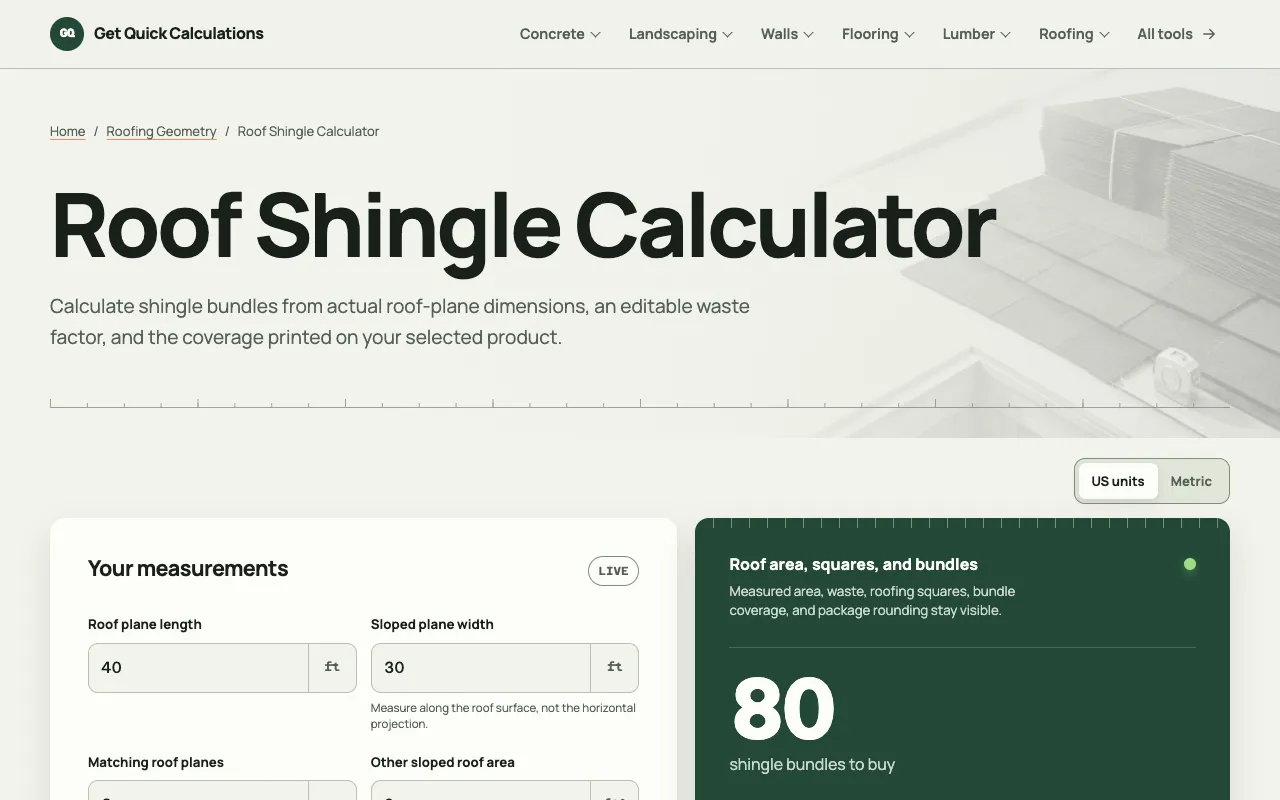 Screenshot of GQ Calc