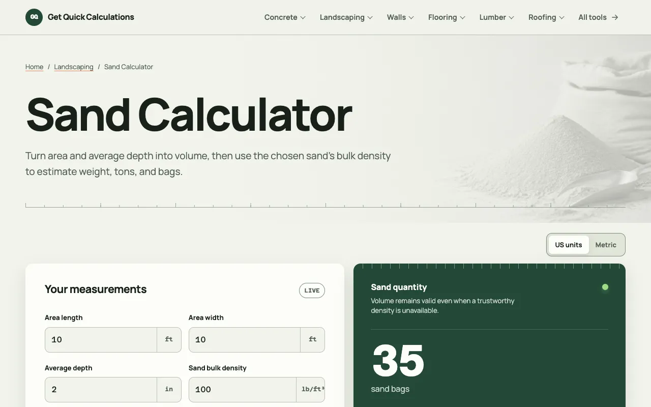 Screenshot of GQ Calc